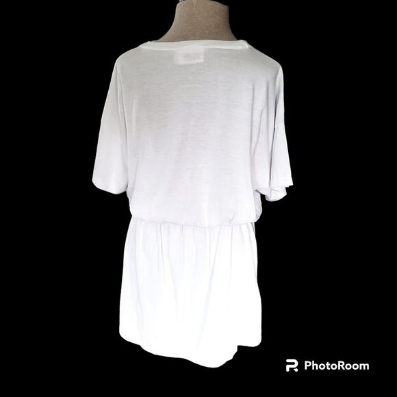 Vintage Hawaiian Flavor Cover Up T Shirt Dress White Floral New With Tags - Picture 3 of 11